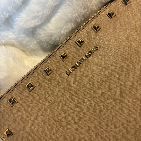 Michael Kors Tan Clutch with Gold Accents - Picture 8 of 8